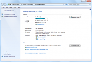 Backup and restore in Windows 7