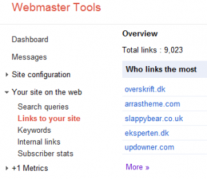 Webmaster Tool links