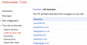 Webmaster Tool links domains