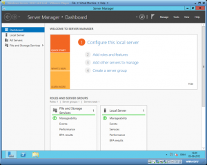 Server Manager Dashboard in Windows server 2012