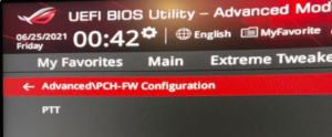 BIOS/UEFI TPM Status